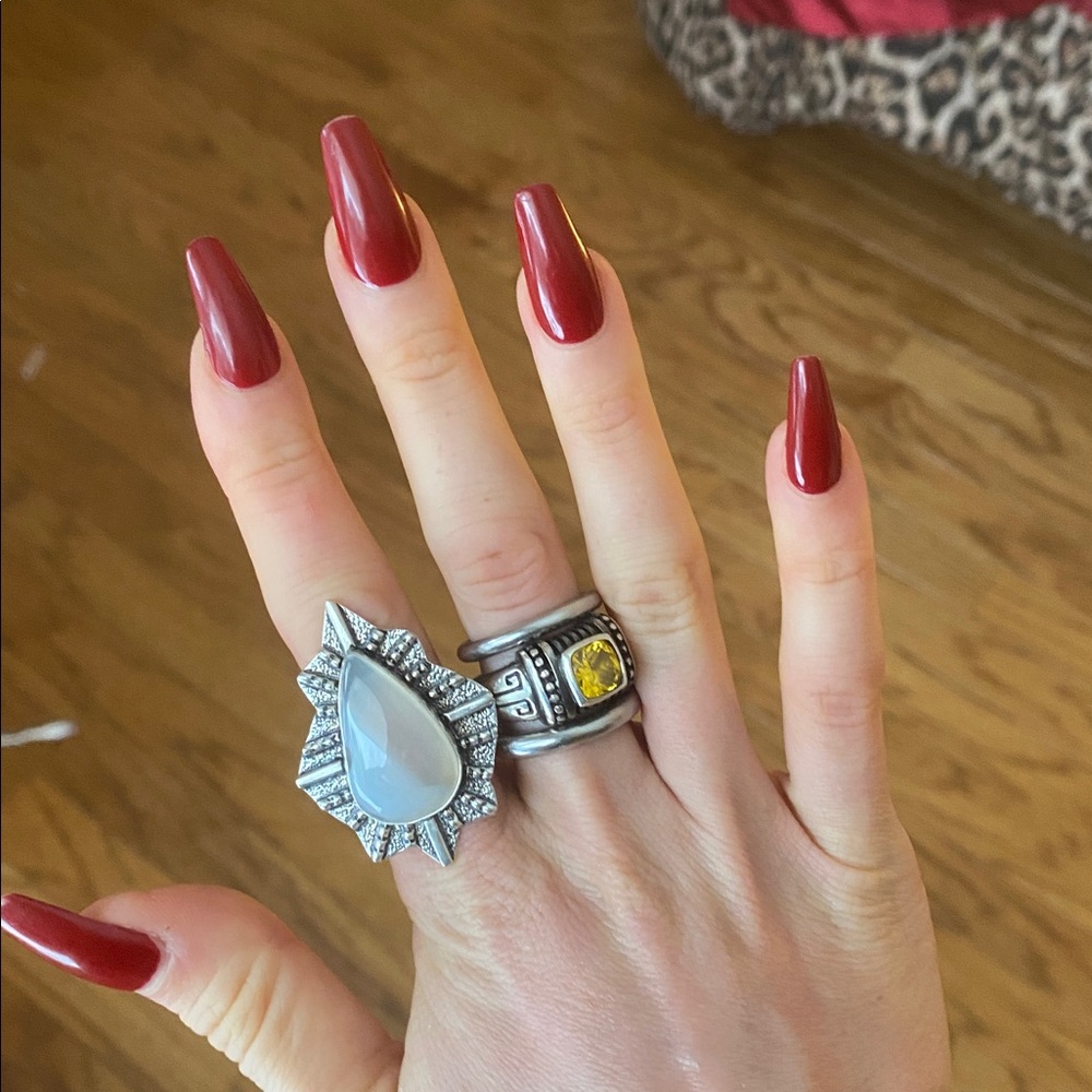 New 925 Sterling Silver Agate Ring